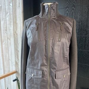 Tommy Hilfiger Womens Lightweight Waxed Moto Jacket, Knitted Sleeves Sz: S/P